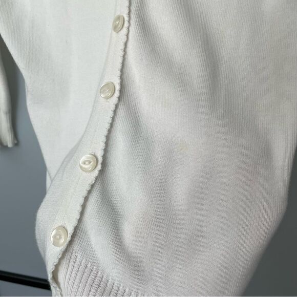 [xs/s] GAP Women’s White Ribbed Knit 100% Cotton Button Down 90s Baby Cardigan - Picture 11 of 15